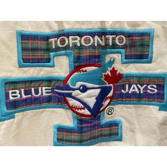 Vintage 90s Toronto BlueBay's Trench Canada sweatshirt white blue women L - Picture 2 of 12